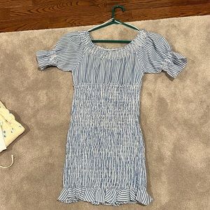 Blue and white striped dress